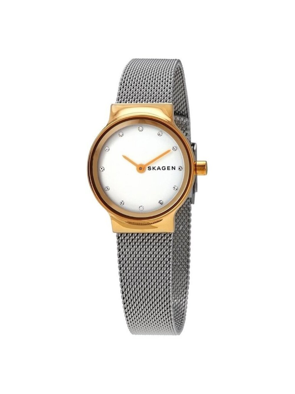 NWT Skagen Freja White Dial Stainless Steel Mesh Ladies Watch